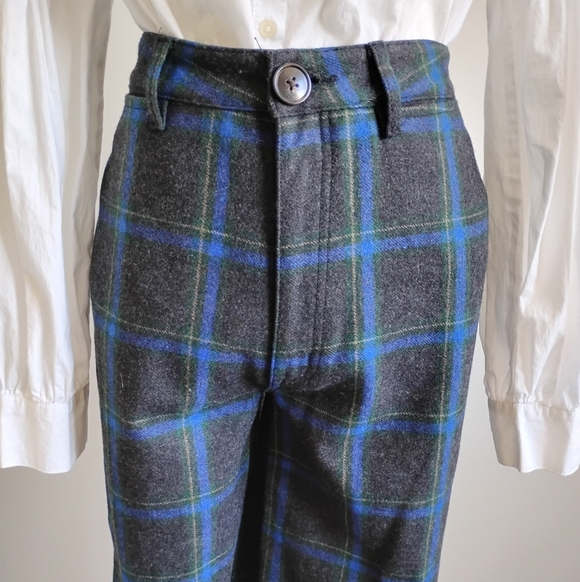 ROLLA'S Wool Blend Plaid Pants High Waist Wide Leg Blue Gray Size 29 - Picture 3 of 17